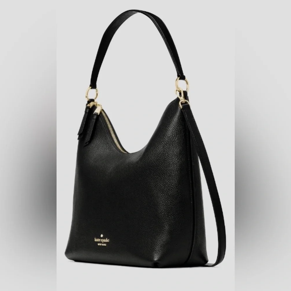 kate spade Black Pebbled Leather Hobo Shoulder Bag